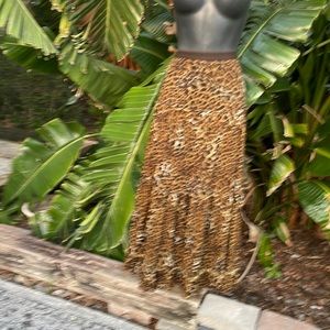 Newport news mesh leopard print, tiered maxi skirt